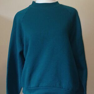 Vintage Women's Fruit of the Loom Teal Crewneck Sweatshirt Size M